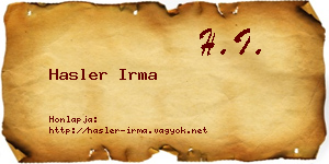 Hasler Irma névjegykártya